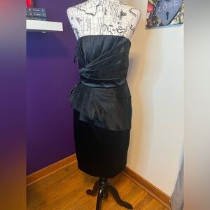 White House Black Market Black Strapless Peplum Dress NWT